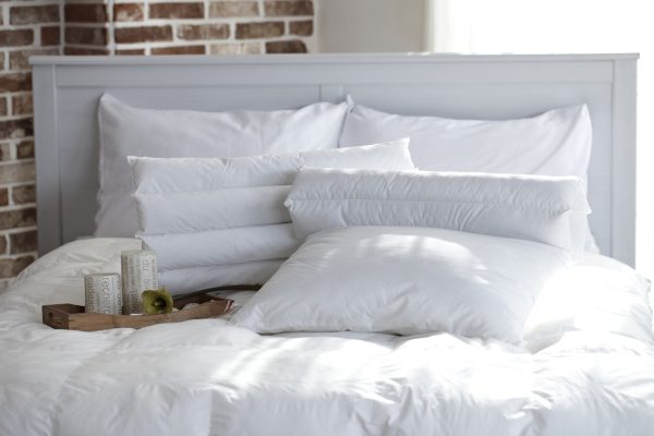 All-White Bed with Memory Foam Pillows