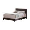 Brown Faux Leather Full Platform Bed with Stitched Details - Modern Bedroom Furniture