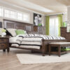 Burnished Oak California King Panel Bed with Nailhead Trim - Bedroom Furniture