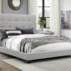 Gray Upholstered Queen Panel Bed with Tufted Headboard - Bedroom Furniture