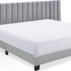Gray Velvet King Platform Bed with Channel Tufting - Modern Bedroom Furniture
